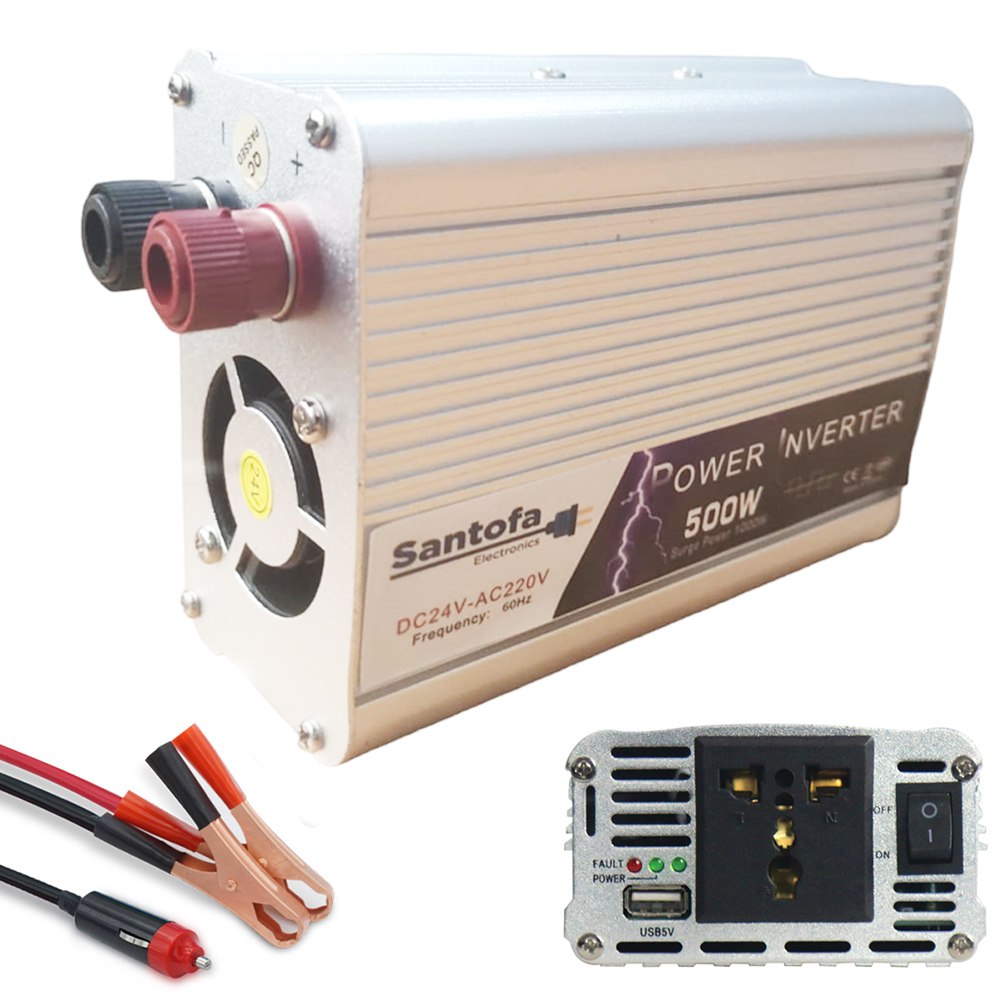 Inversor de Corriente 24V a 220V | 500W - 1000W Pico | USB SANTOFA S1382
