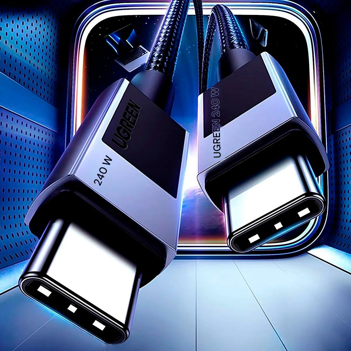 Cable USB-C a USB-C Ugreen Carga Rápida 240W PD 3.1 Trenzado de 2 Metros S2194