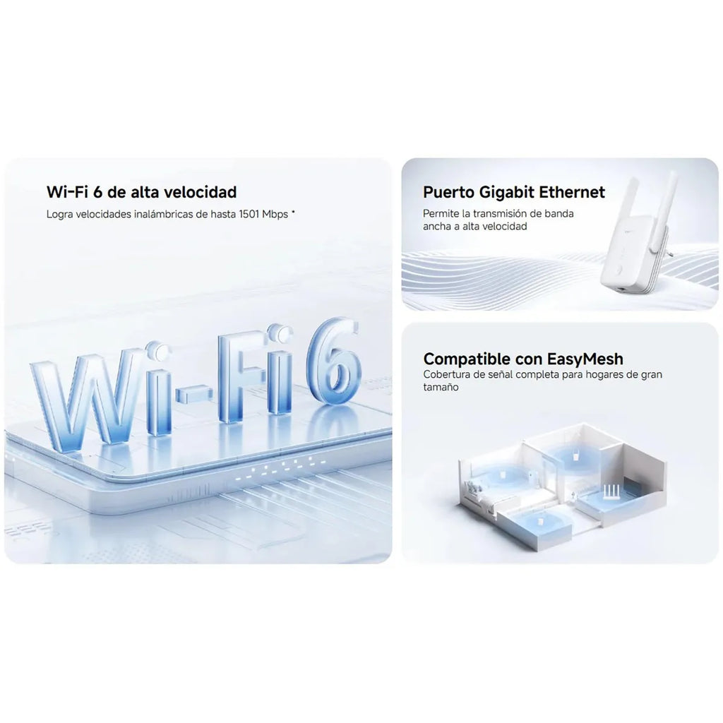 Extensor de Rango Wi-Fi 6 Xiaomi AX1500 Doble Banda EasyMesh Gigabit App Mi Home S2218