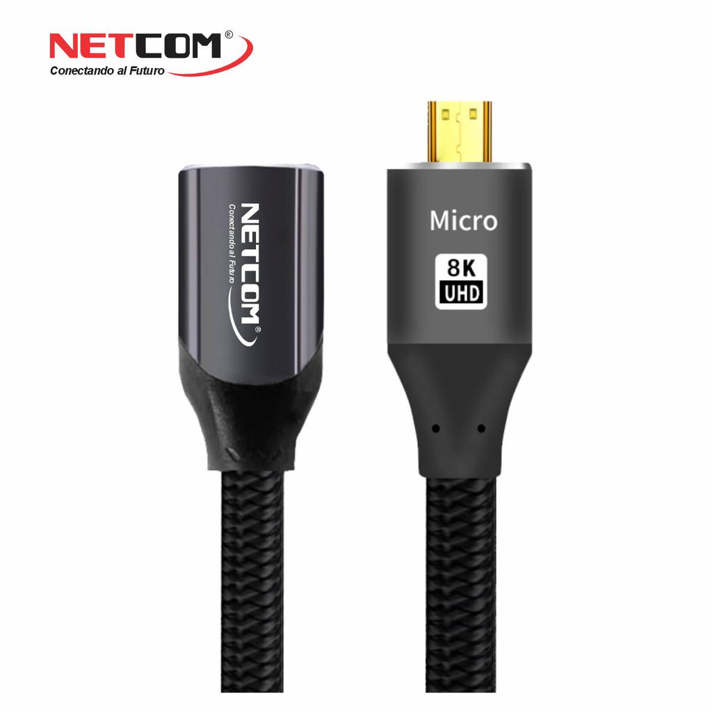 Cable adaptador convertidor Micro HDMI a HDMI Hembra 8K 60Hz NETCOM 4K 120Hz Alta Velocidad 48Gbps S2059