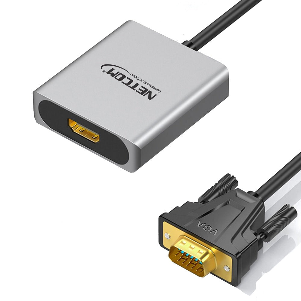 Convertidor VGA macho a HDMI hembra Netcom full HD audio y video 1080P S1139