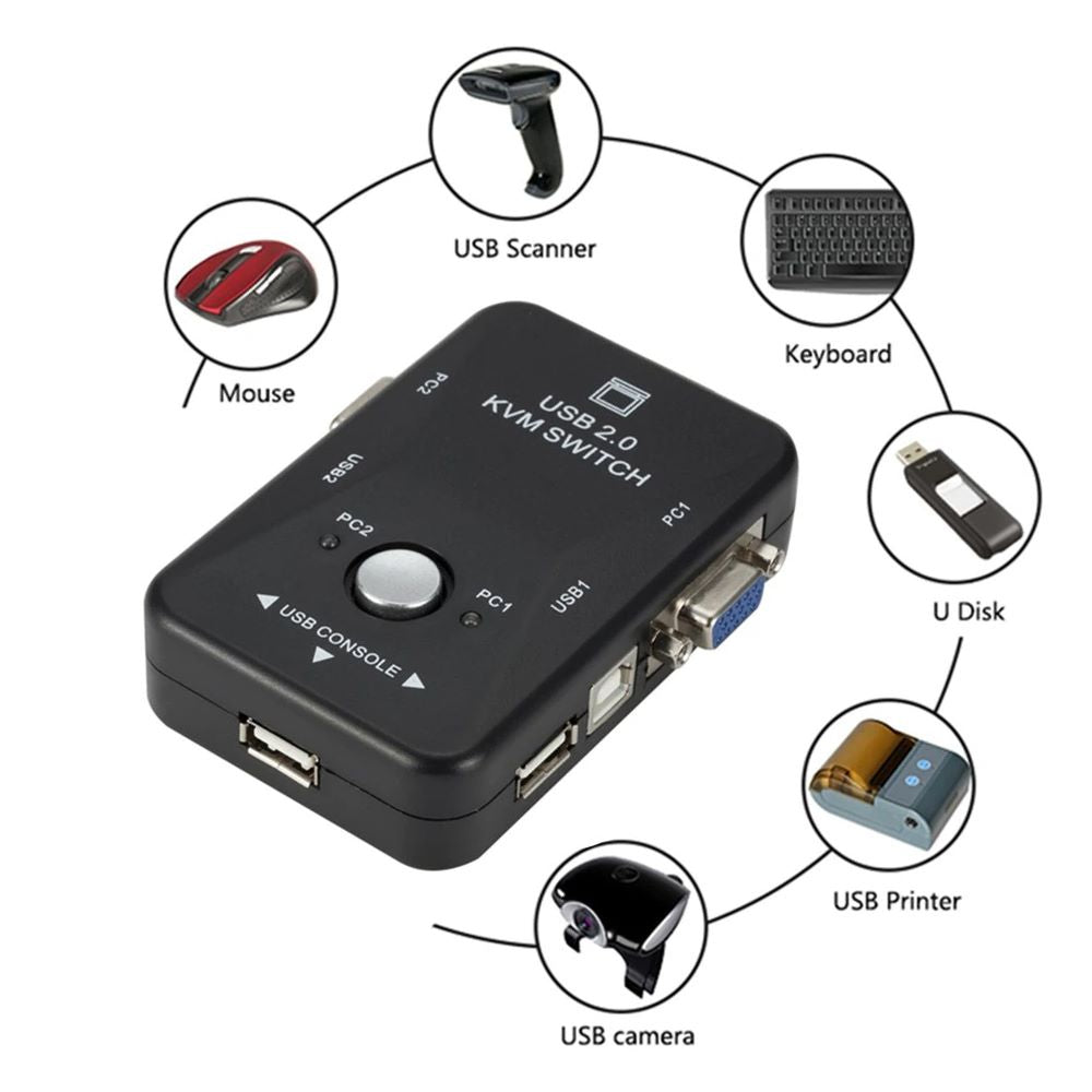 USB 2.0 KVM Switch VGA 2 puertos VGA USB 2.0 impresora 1080P 1920x1440 S1255