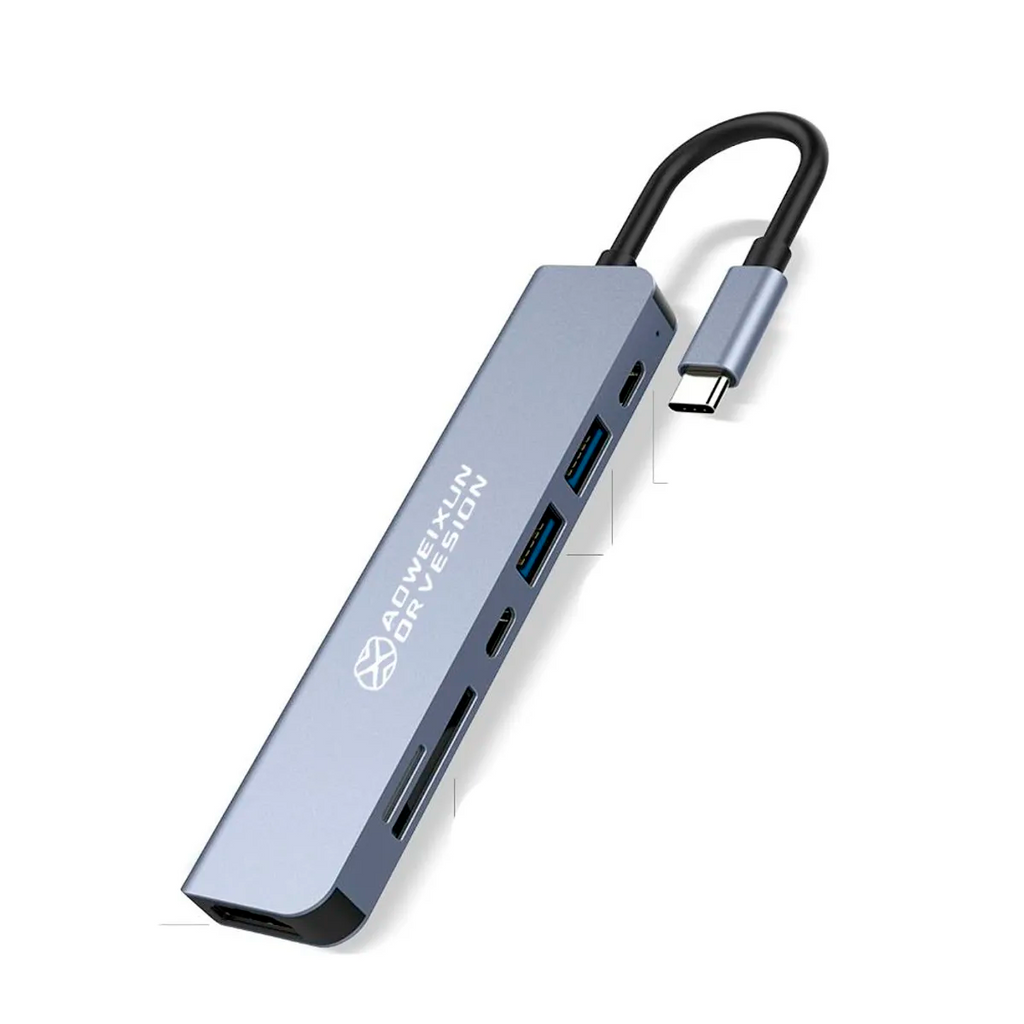Hub USB C 7 en 1 Multifuncional con HDMI 4K RJ45 SD MicroSD PD 100W s2033