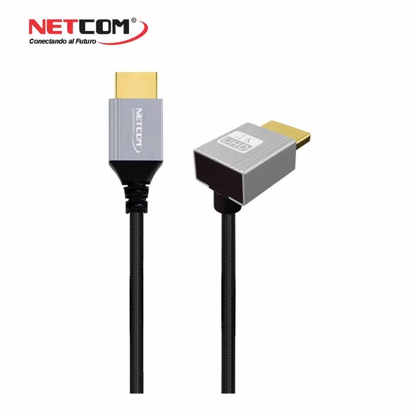 Cable HDMI 2.0 90° NETCOM 1.80m Ultra Delgado 4K 60Hz 18Gbps HDR Trenzado s2259