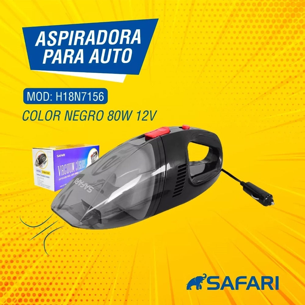 Aspiradora de Mano para Auto SAFARI 12V 80W | Compacta y Potente S1359