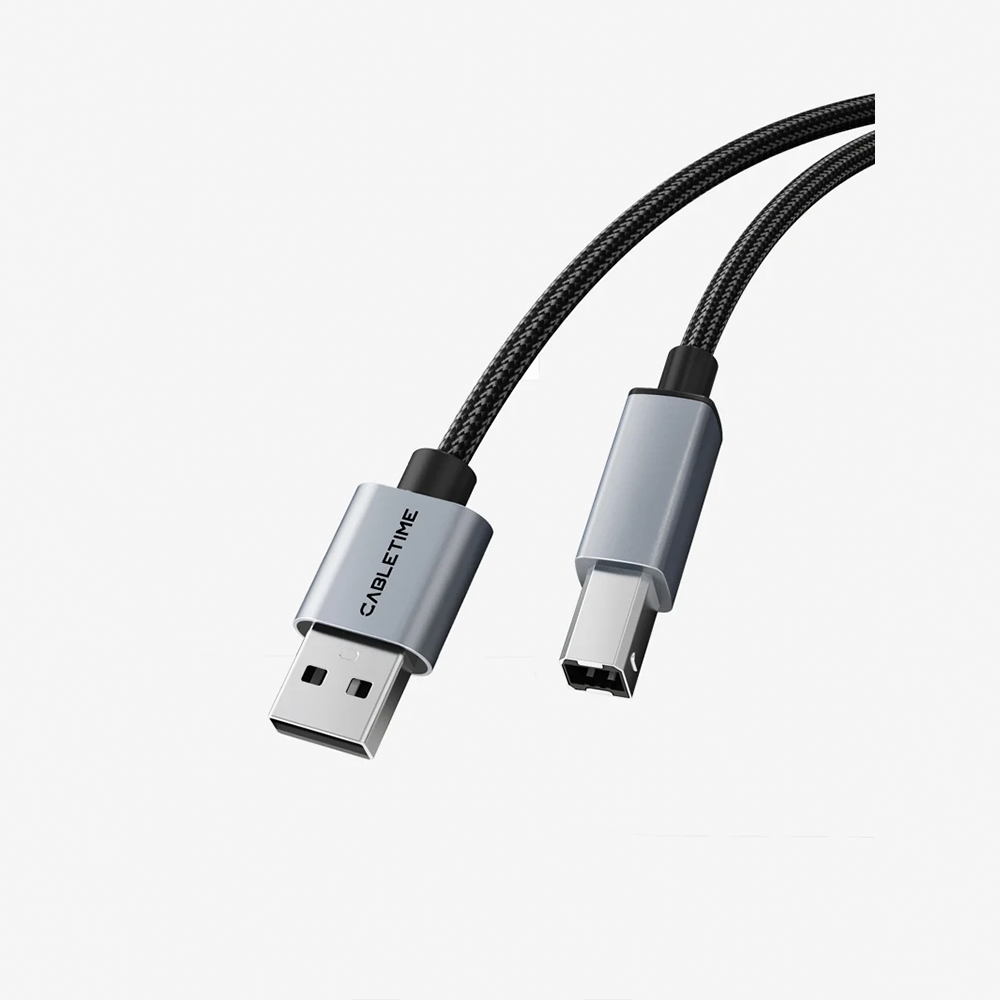 Cable USB 2.0 Tipo A a Tipo B para Impresora y MIDI CABLETIME 2 Metros 480Mbps de Aluminio y Malla Trenzada para Impresoras HP Canon Epson Pianos Digitales y Audio DAC S2367