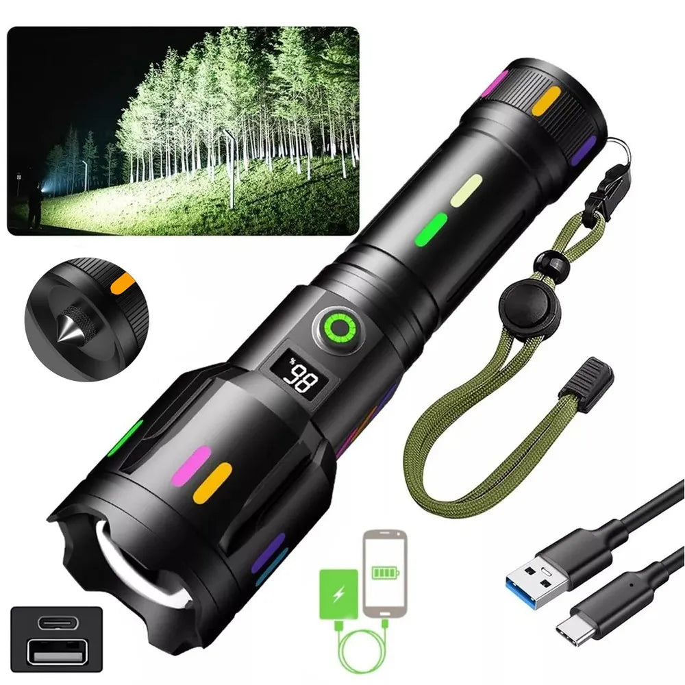 Linterna Potente Táctica Recargable C Martillo Emergencia Zoom 2000m S1780