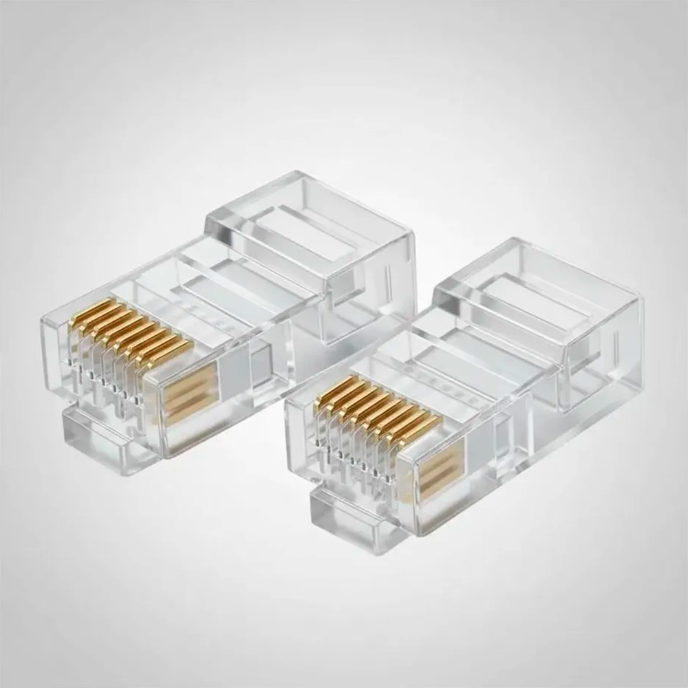 Conectores RJ45 Cat6 CABLETIME Pack de 100 Unidades Terminales 8P8C Chapados en Oro Contactos de 3 Puntas Carcasa de Policarbonato Transparente para Cable de Red UTP Gigabit 1000Mbps S2363