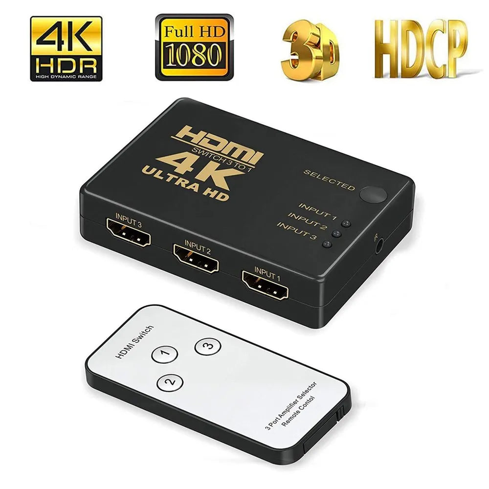 Hdmi Switch 3 x 1 4k ULTRA HD con control remoto multiplica hdmi 3 x 1 S01001
