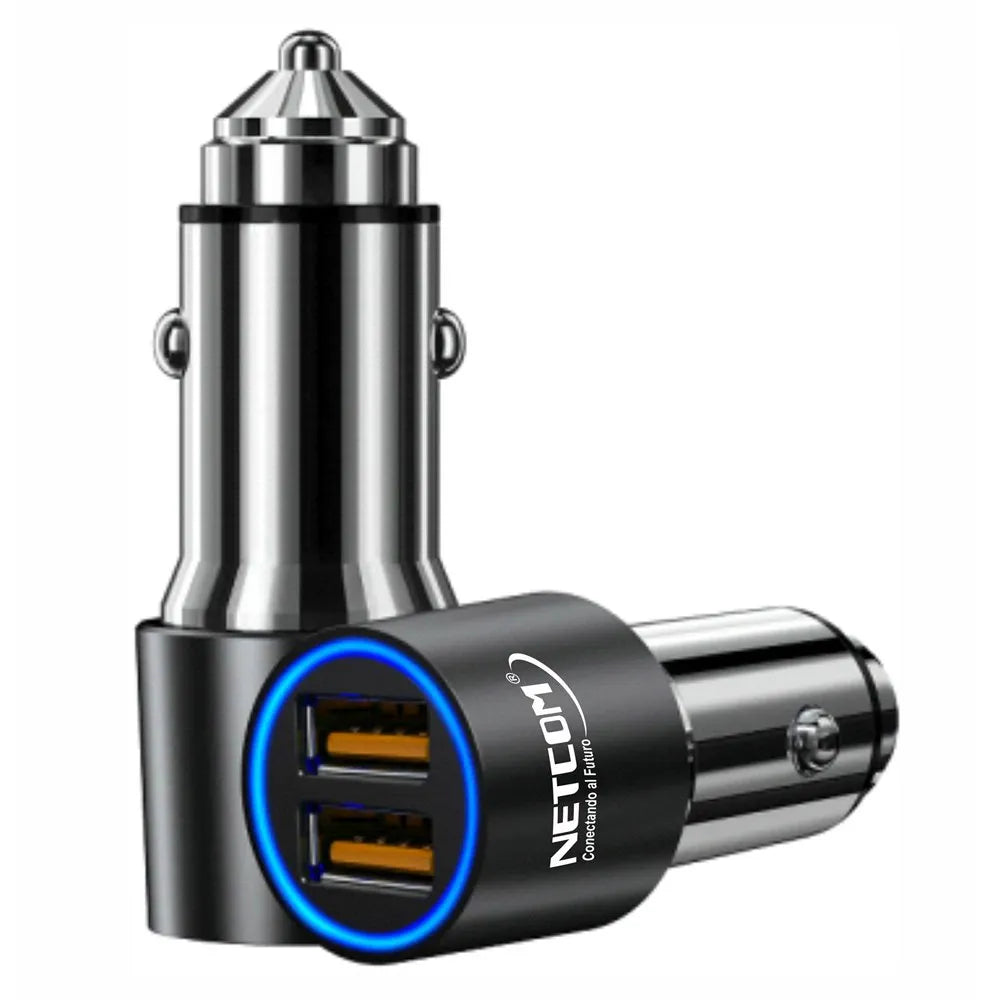 Cargador para Auto NETCOM 2 USB QC 3.0 | 3.4A de Carga Rápida S1686