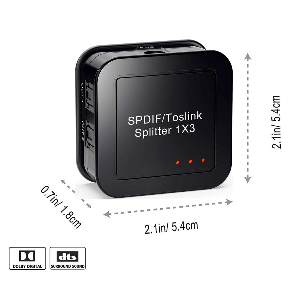 Divisor de Audio Óptico Digital 1x3 Spdif Toslink splitter optico 1x3 S1496