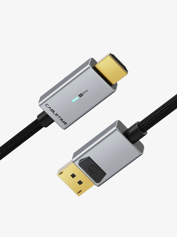 Cable DisplayPort a HDMI CABLETIME 1.8m 4K 60Hz Seguro Latch LED Indicador Nylon Trenzado s2278