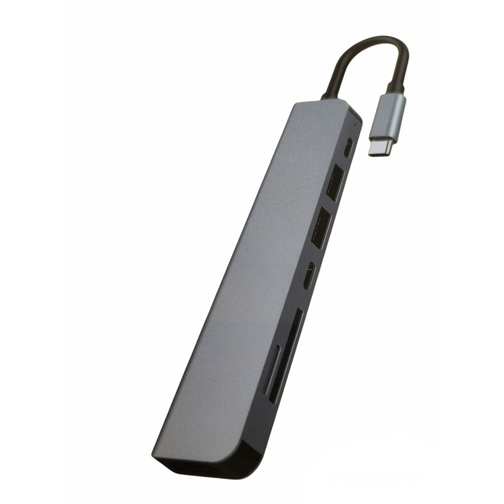 Adaptador Tipo C a Hmdi 4k 7 en 1 Usb 3.0 lector tarjetas Multipuerto S0828