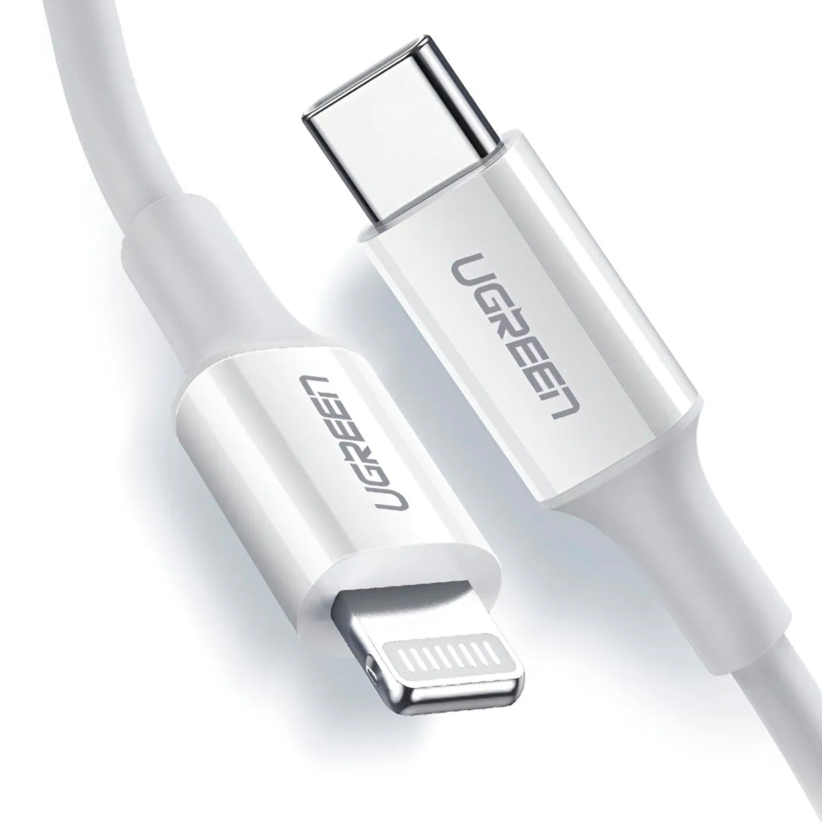 Cable USB-C a Lightning Ugreen Carga Rápida PD Certificado MFi 1 Metro Blanco S2195