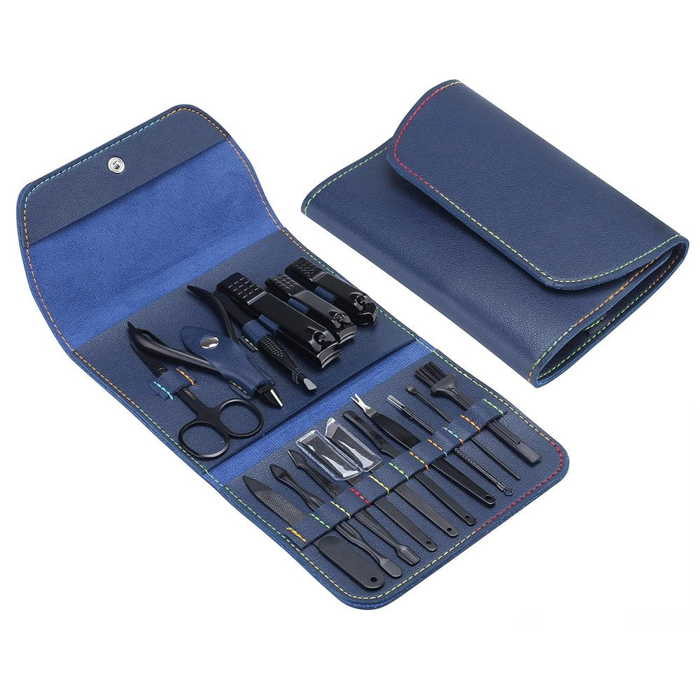 Set Manicura Pedicura Acero Inoxidable cortauñas 16 Piezas - Azul S1474
