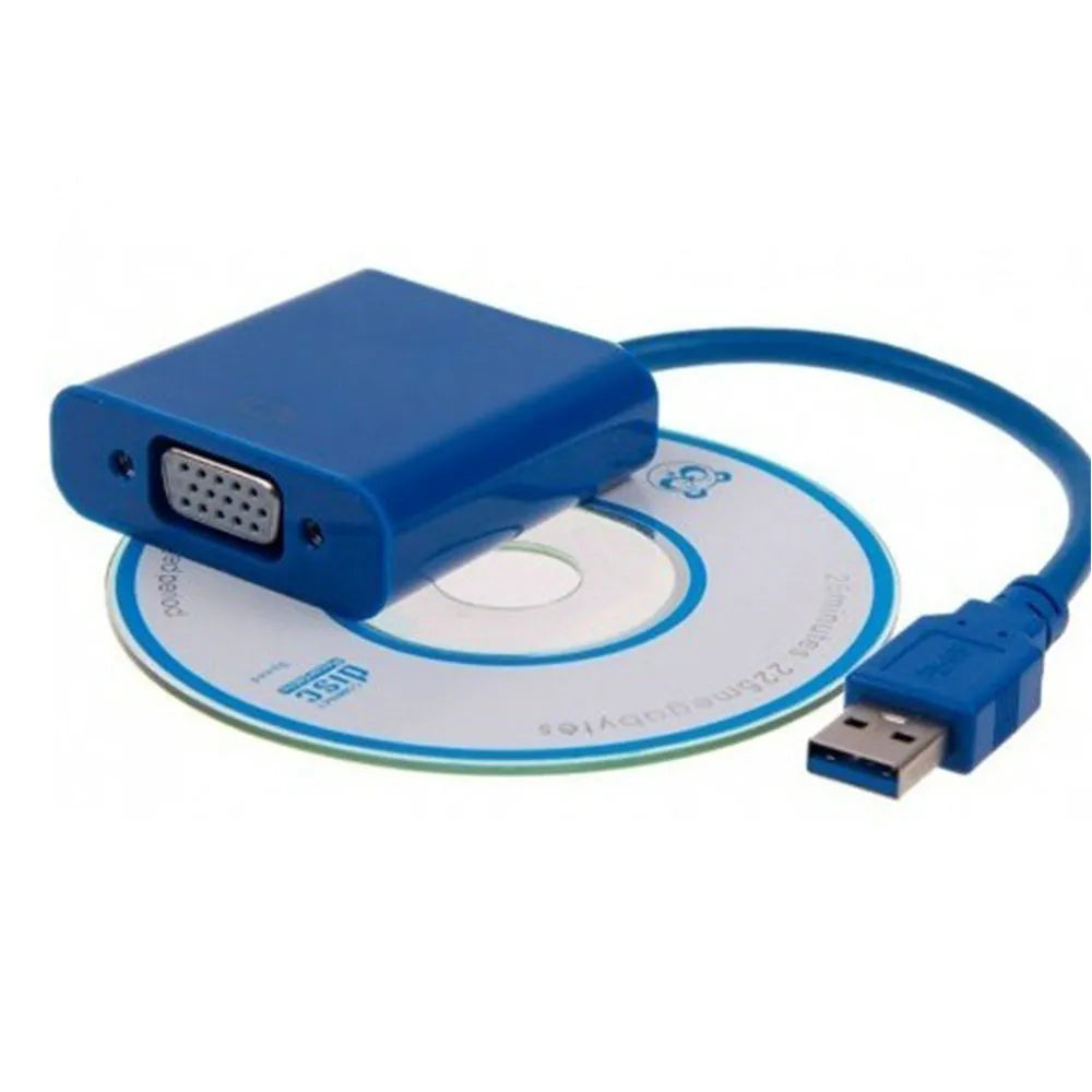 Convertidor USB 3.0 A VGA Compatible 2.0 Adaptador Conversor Azul S0058