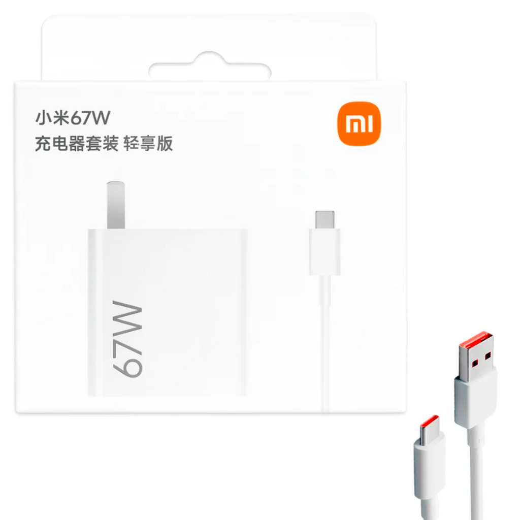Cargador Xiaomi 67W Turbo Charge con Cable USB-A a USB-C Adaptador Original de Carga Rápida S2044