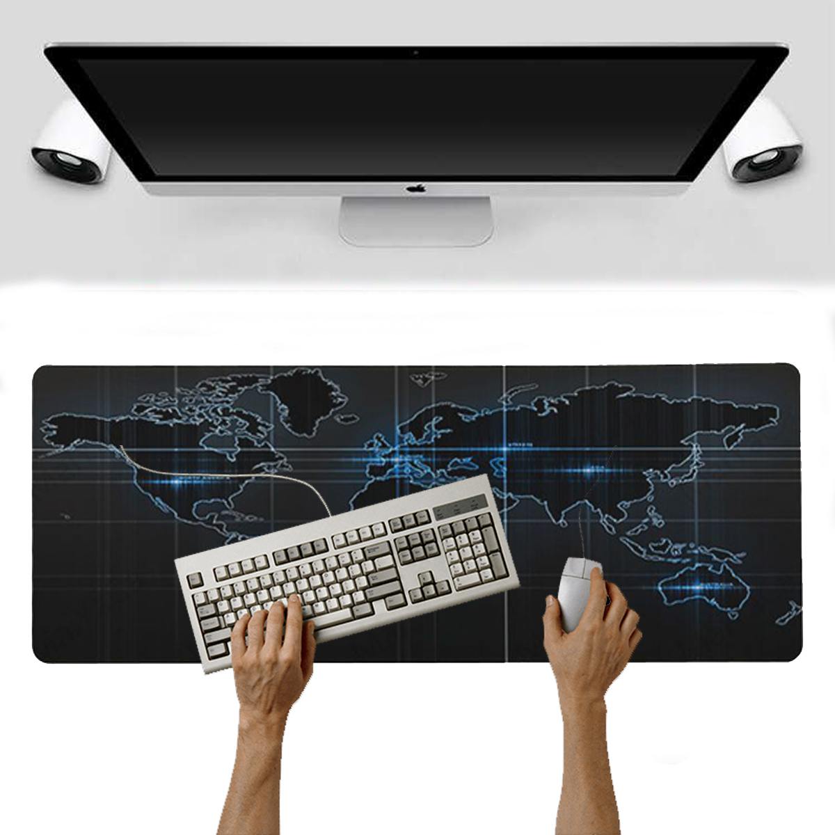 Mouse Pad Base de Escritorio Extra Large 80x30cm | Mapa Negro D S0932