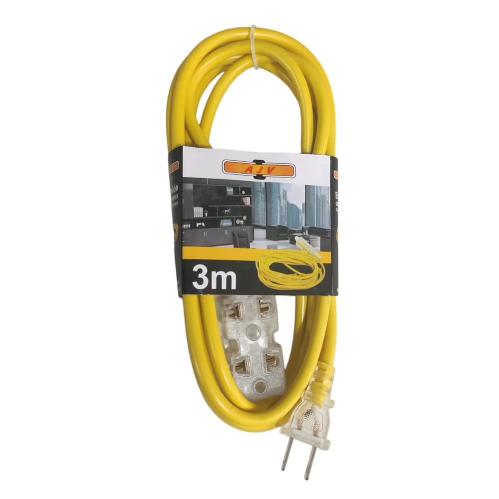 Extensión eléctrica cable vulcanizado de 3 tomas 3 Metros AWG 18 S1372