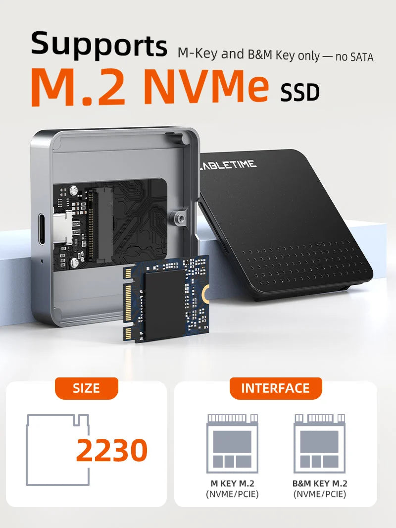 Case Enclosure M.2 NVMe 2230 USB-C CABLETIME Magnético 10Gbps Aluminio MagSafe iPhone MacBook s2271