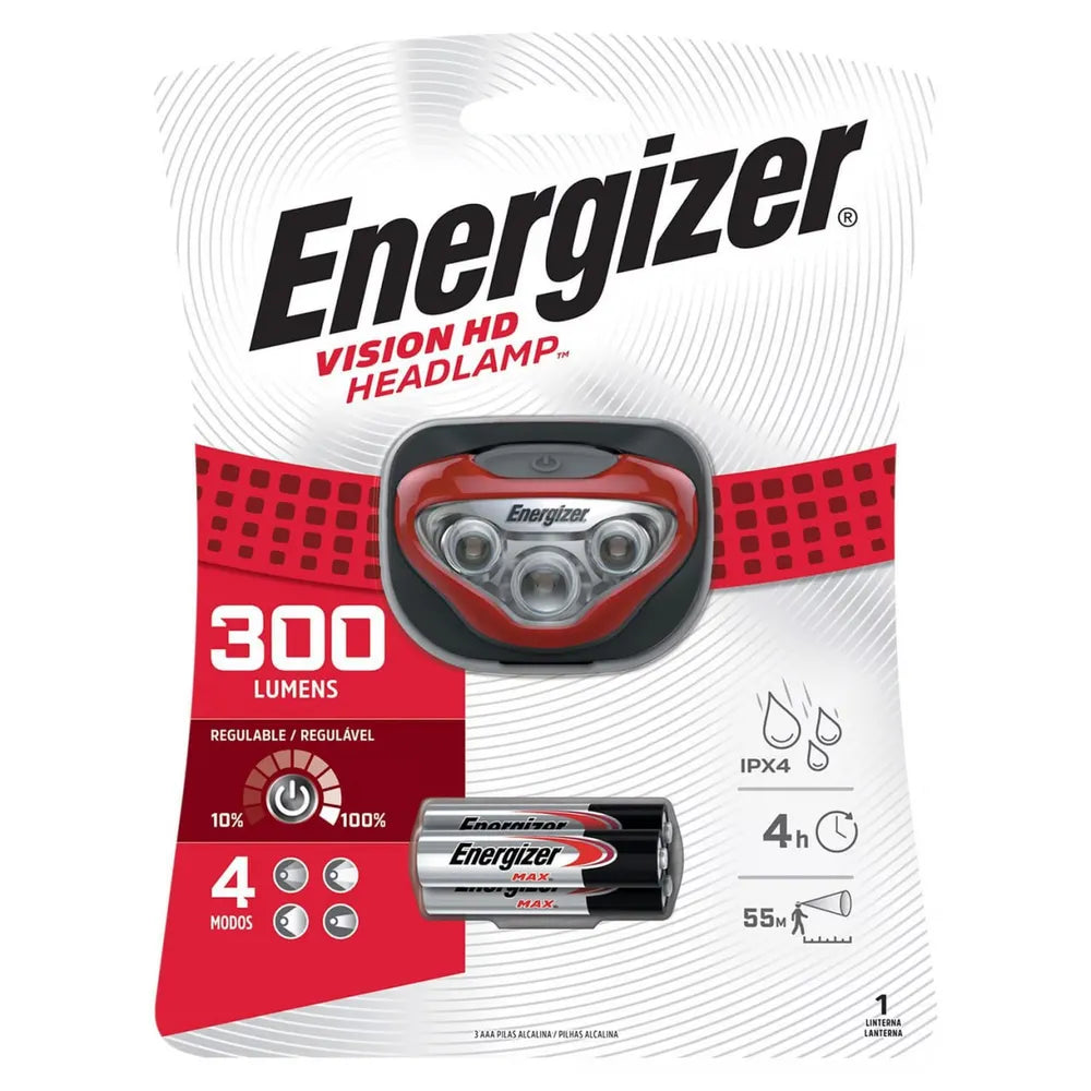 Linterna Frontal ENERGIZER 300 Lumenes 4 Modos Regulable S1848