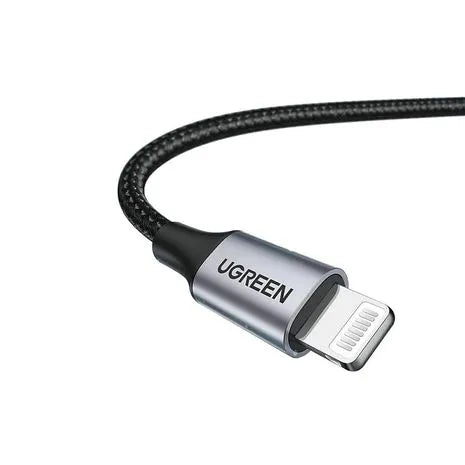 Cable USB-A a Lightning Ugreen Trenzado Carcasa de Aluminio 1 Metro Negro S2201