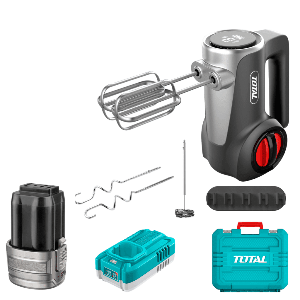 Set de Batidora Inalámbrica 16V TOTAL 7 Velocidades Pantalla LED Batería 2.0Ah Cargador y Maletín M16 S2309