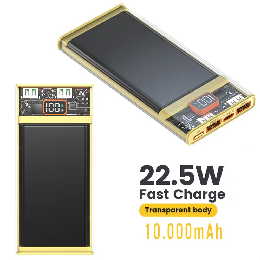 Power Bank 10000mAh 225W y PD20W Transparente Carga Rapida S1605