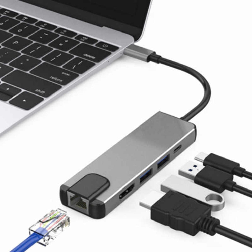 Adaptador Tipo C a HDMI 4K USB 3.0 LAN 5 en 1 Multiport S0692