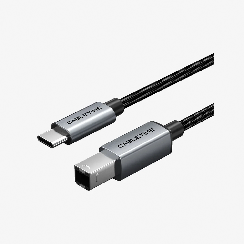 Cable USB-C a USB-B 2.0 para Impresora y MIDI CABLETIME 2 metros 480Mbps de Aluminio y Malla Trenzada para MacBook iPad Pro Impresoras HP Canon Epson Pianos Digitales y Controladores S2366