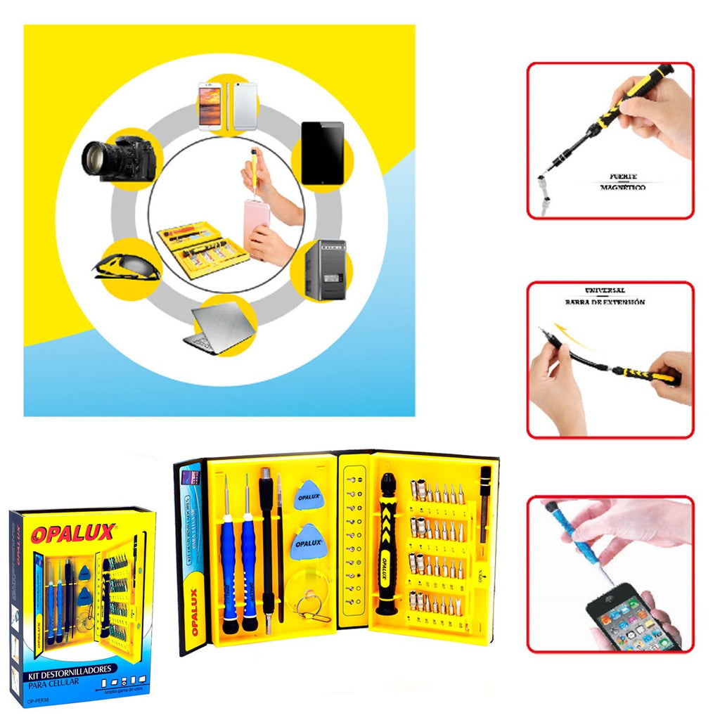 Kit destornilladores para celular 38 en 1 Opalux S0940