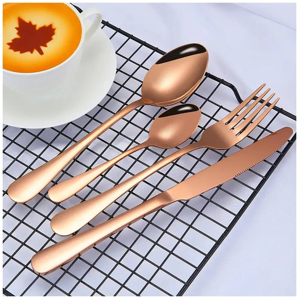 Set de Cubiertos acero inoxidable 304 Bronce 16 Piezas Pulido Espejo S1757