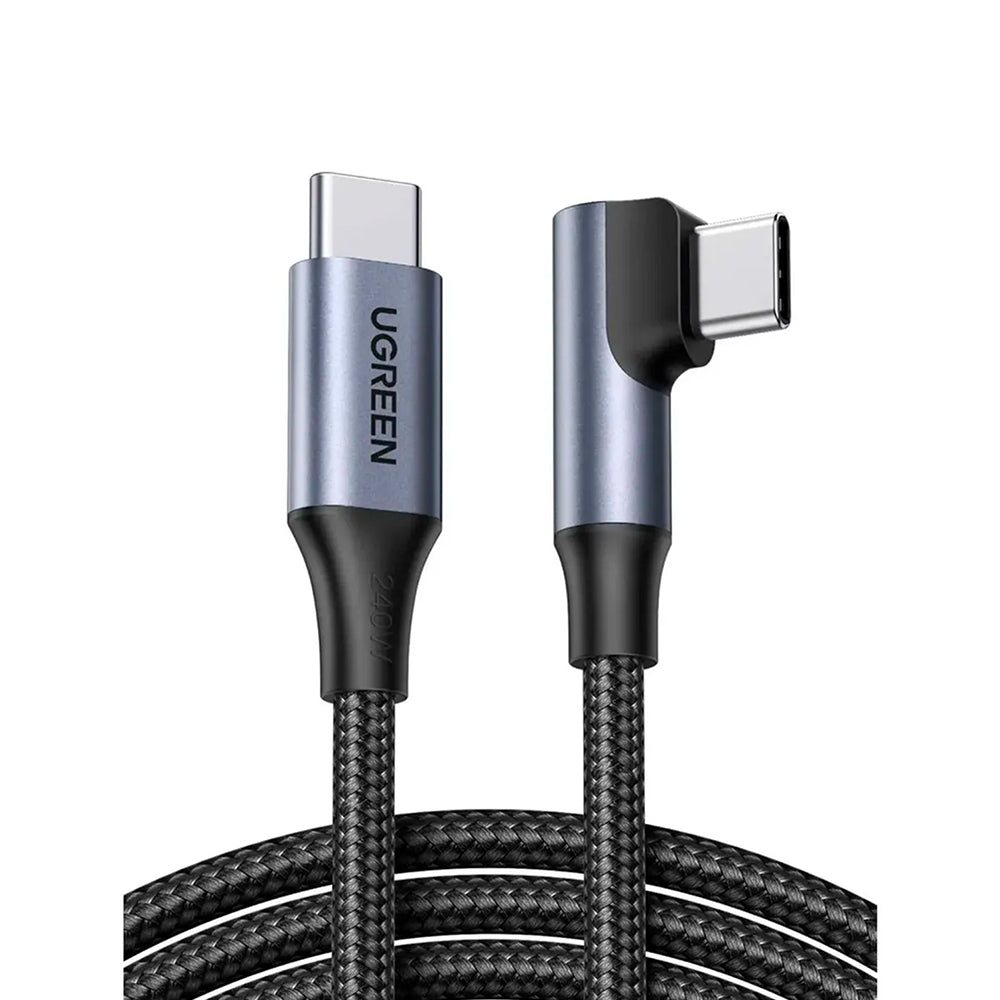 Cable USB-C a USB-C Ugreen Tipo L 90° Carga Rápida 240W PD 3.1 Trenzado 1M 85225 S2210