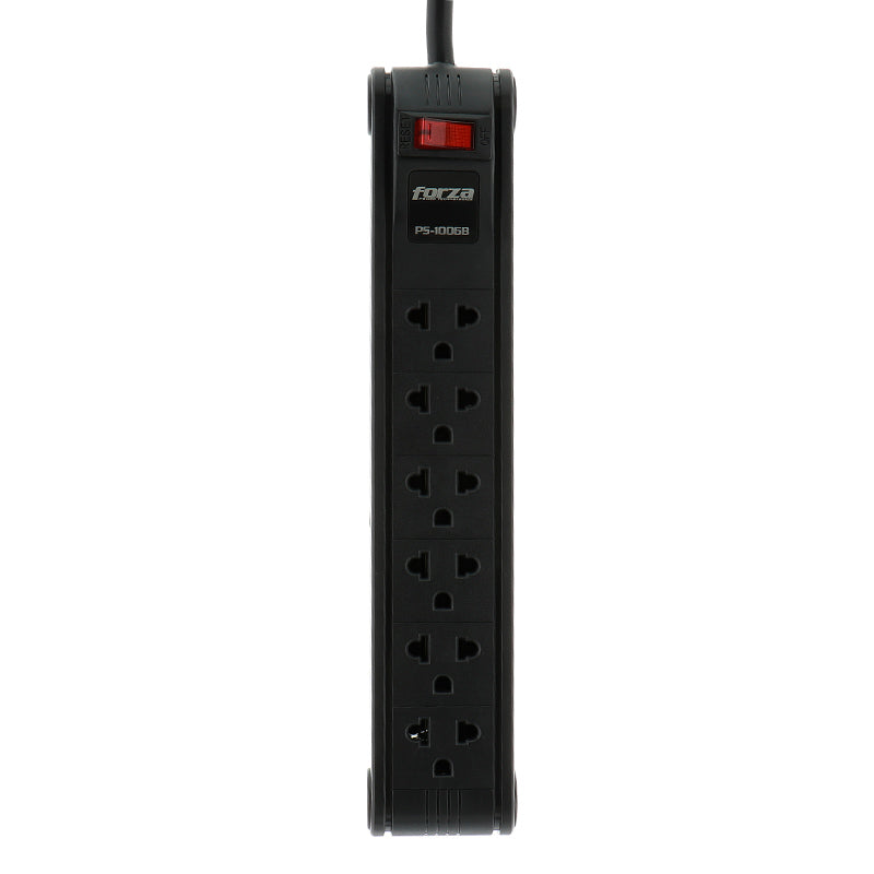 Extensión de 6 Tomas Universales FORZA PS-1006B Cable de 3 Metros Regleta S2065