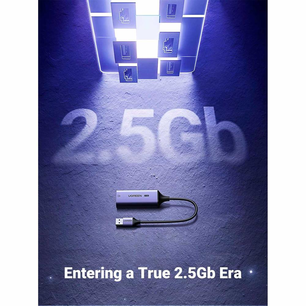 Adaptador de Red USB 3.0 a Ethernet RJ45 Ugreen 2.5G Gigabit Aluminio Gris S2209