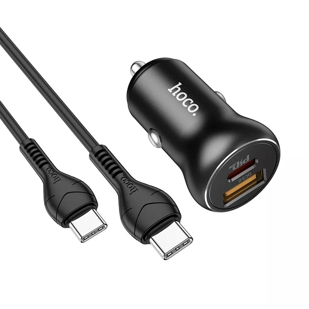 Cargador para Auto Hoco Tipo C USB 30w QC3.0 5A con cable TIPO C S1109