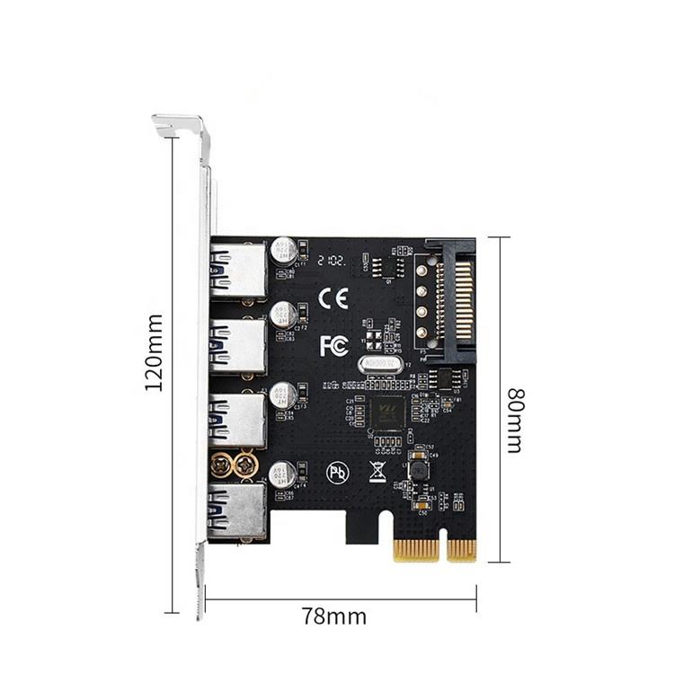 Tarjeta de Expansión PCI-Express PCI-E a 4 Puertos USB 3.0 SuperSpeed 5Gbps Chipset VIA Alimentación SATA s2260