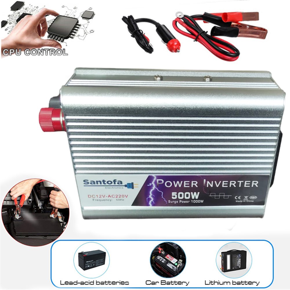 Inversor de Corriente 12V a 220V | 500W - 1000W Pico | USB SANTOFA S1601