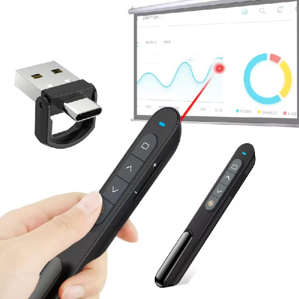 Presentador de Diapositivas Inalambrico 2 en 1 Laser USB C S1581