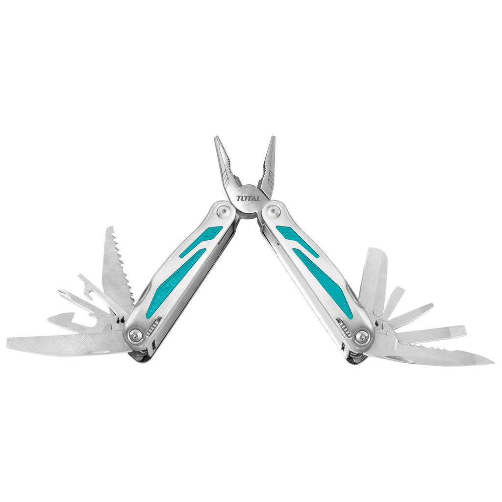 Pinza Multifuncional 15 en 1 TOTAL Acero Inoxidable Alicate Plegable con Estuche de Cinturón TFMFT01151 S2305