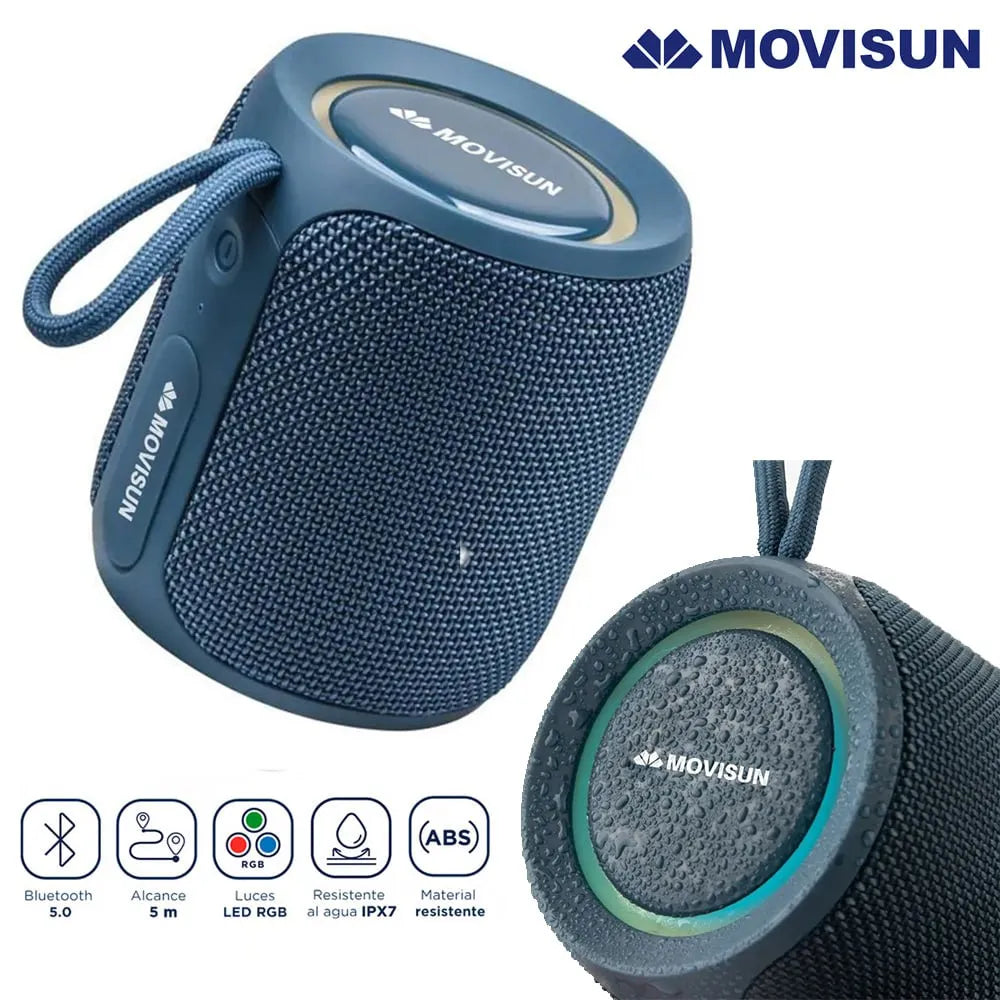 Parlante Acuático Bluetooth MOVISUN IPX7 16W TWS luz Led Power Smart S1647