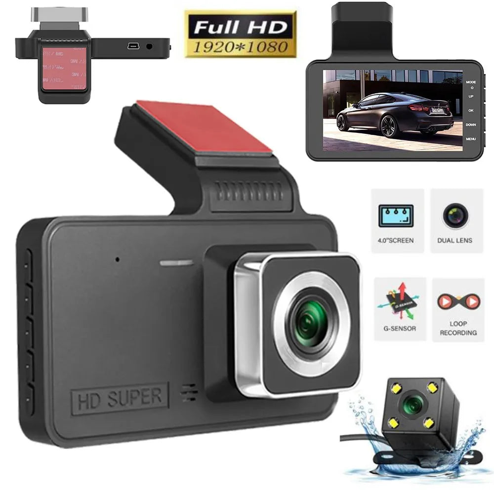 Cámara para Auto y Retroceso DVR Dual Full HD | Pantalla Táctil 4" S1456