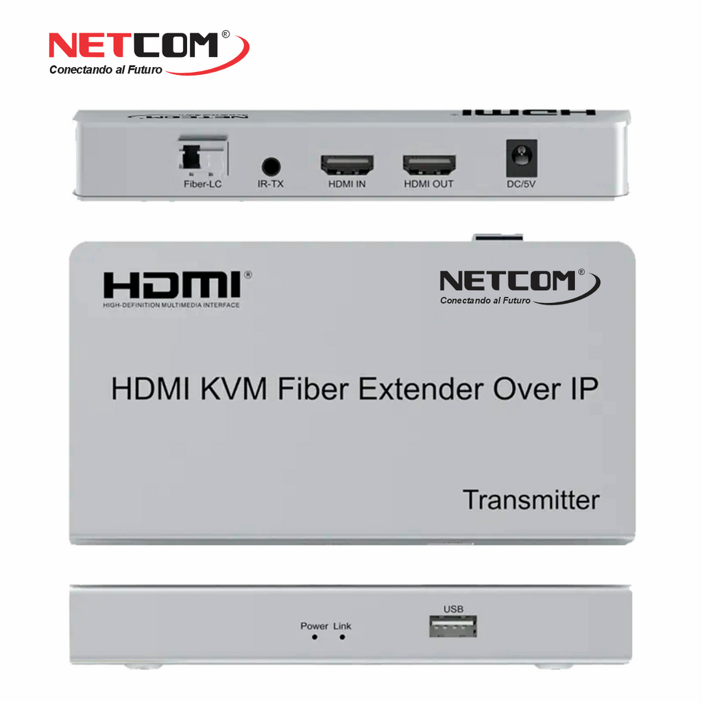 Extensor HDMI por Fibra Óptica NETCOM 20Km Full HD 1080p KVM USB IR Loop Out LC Monomode Over IP S1577
