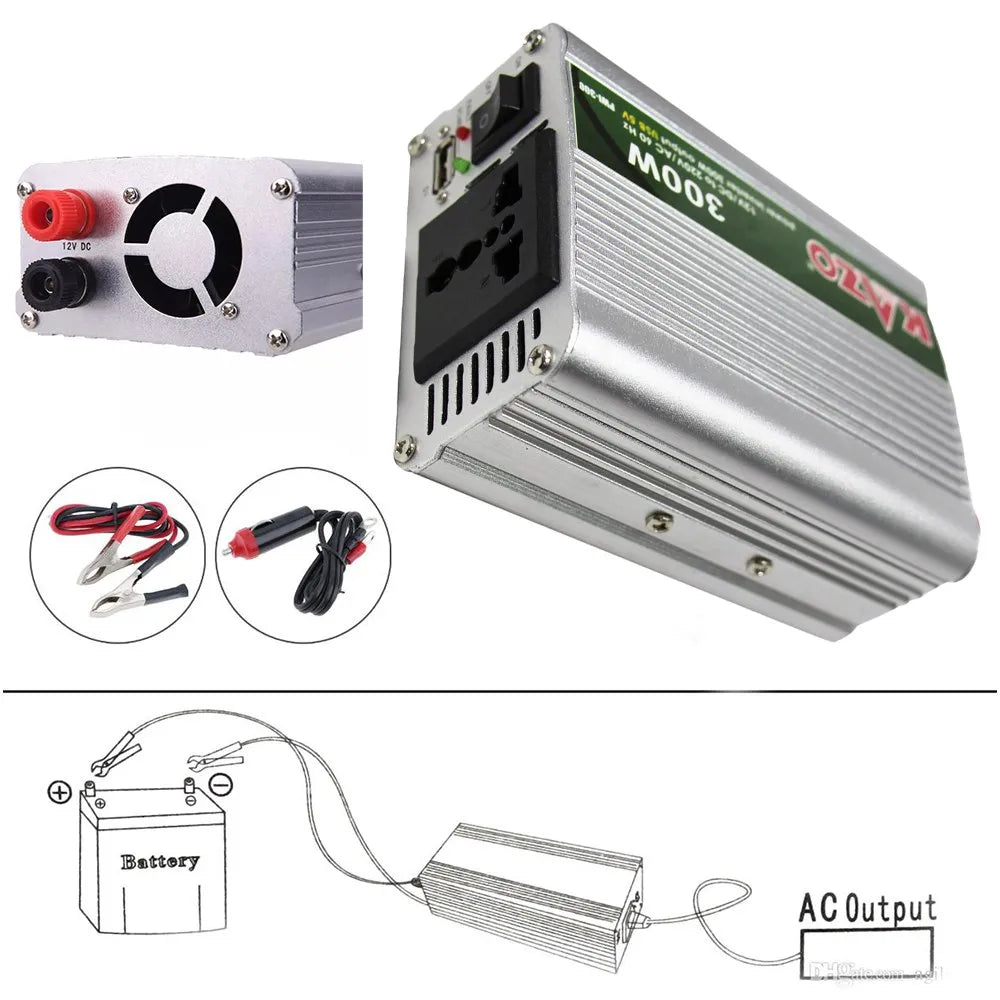Inversor de Corriente 12V a 220V | 300W | USB KAZO S1917