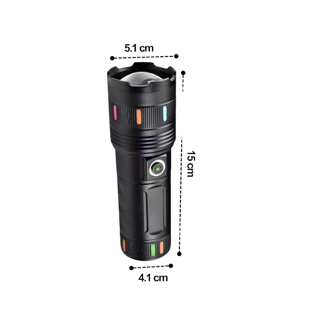 Linterna Táctica Militar de Aluminio Recargable USB-C (3600mAh) con zoom s2074