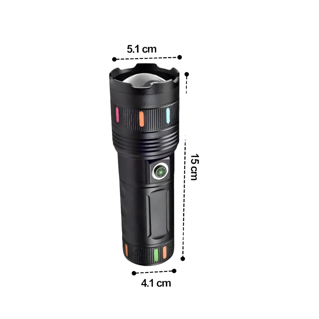 Linterna Táctica Militar de Aluminio Recargable USB-C (3600mAh) con zoom s2074