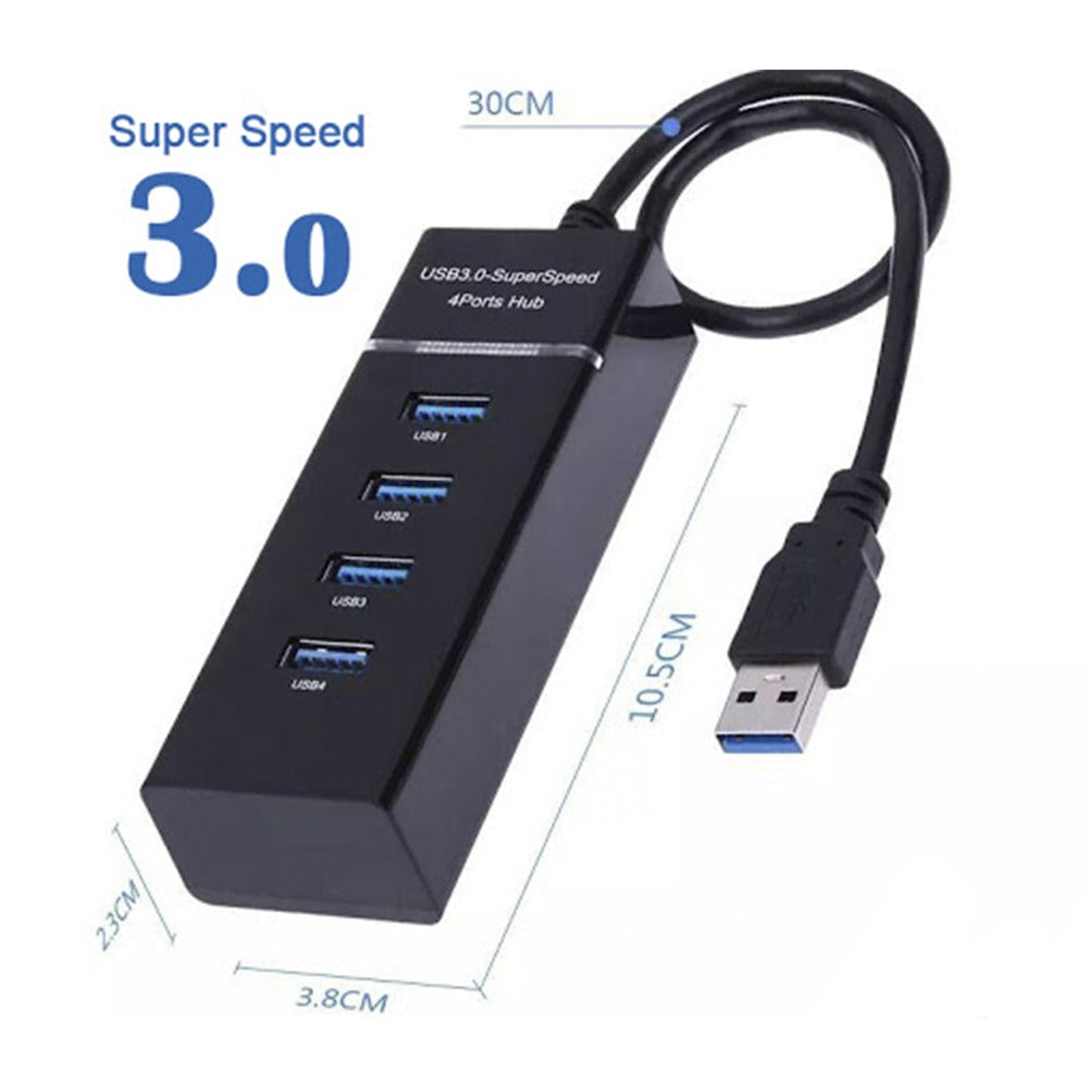 Hub 4 Puertos USB 3.0 5gbps 30 cm Indicador Led Super Speed S0678
