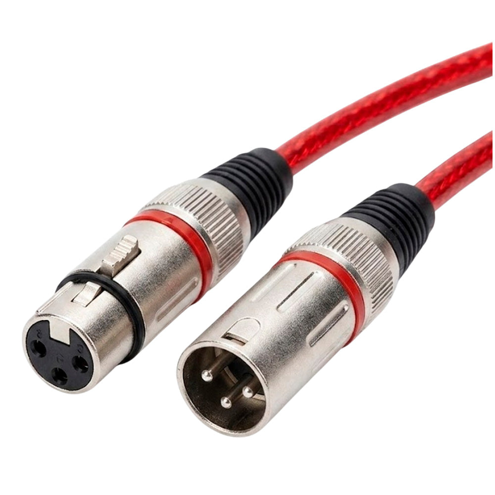 Cable de Audio Profesional Canon XLR Macho a Canon XLR Hembra de Alta Fidelidad 10 Metros Rojo S2141