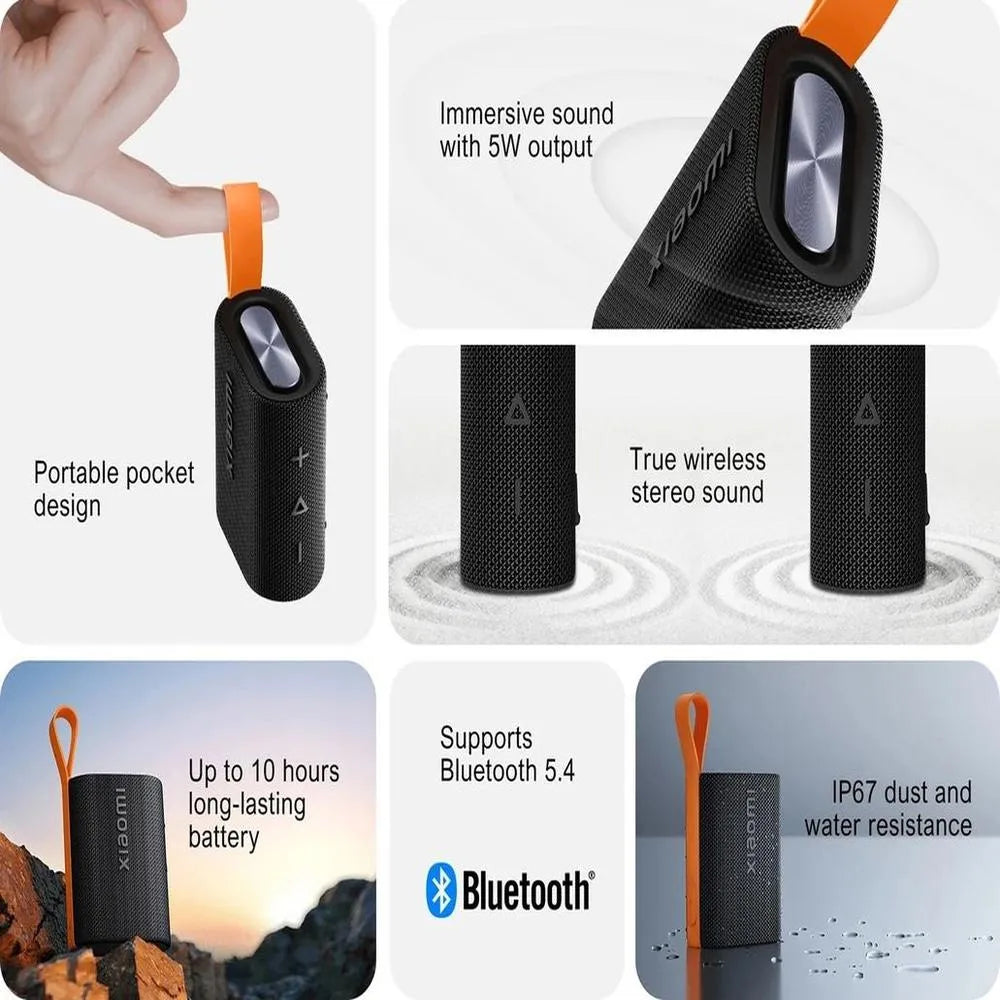 Parlante Bluetooth Portátil Xiaomi Sound Pocket 5W IP67 TWS Batería 10H Negro S2230