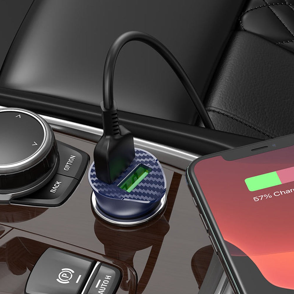 Cargador para Auto Hoco Z39 Dual USB 18W | QC 3.0 + Cable Micro USB S1108